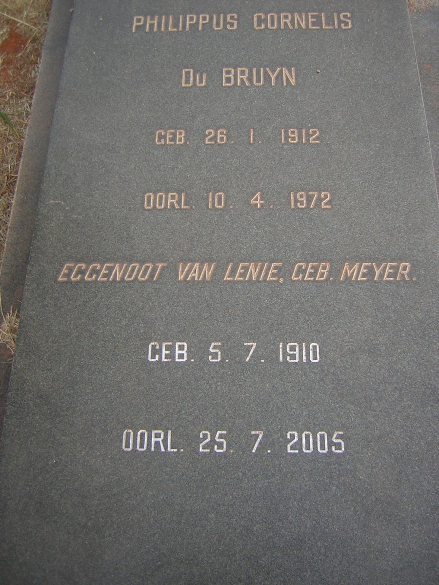 BRUYN Philippus Cornelis, du 1912-1972 &amp; Lenie MEYER 1910-2005