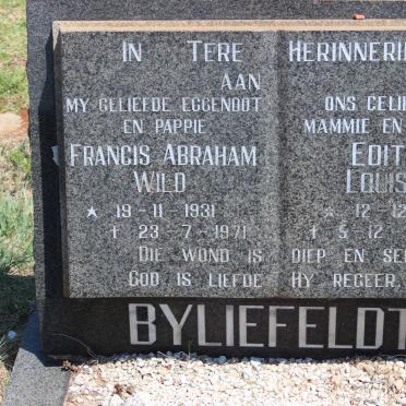 BYLIEFELDT Francis Abraham Wild 1931-1971 &amp; Edith Louisa 1936-1998