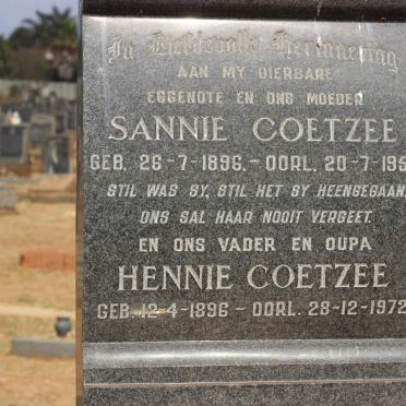 COETZEE Hennie 1896-1972 &amp; Sannie 1896-1956