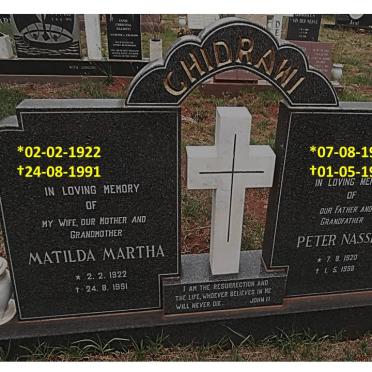 CHIDRAWI Peter Nasser 1920-1998 &amp; Matilda Martha 1922-1991