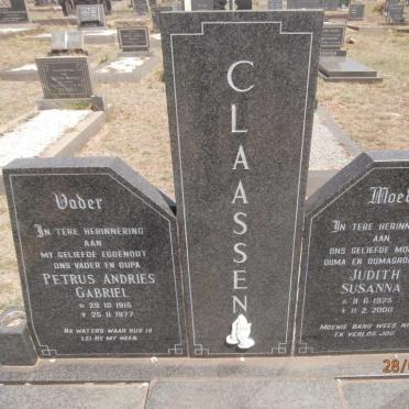 CLAASSEN Petrus Andries Gabriel 1915-1977 &amp; Judith Susanna 1925-2000