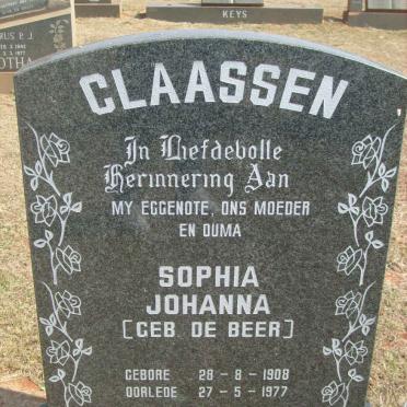 CLAASSEN Sophia Johanna nee DE BEER 1908-1977