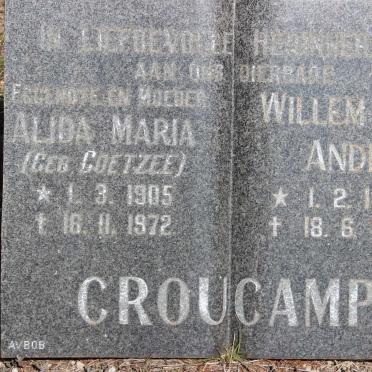 CROUKAMP Willem Andries 1904-1984 &amp; Alida Maria COETZEE 1905-1972