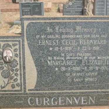 CURGENVEN Ernest Cecil Bernhard 1891-1961 &amp; Margaret Elizabeth 1898-1971