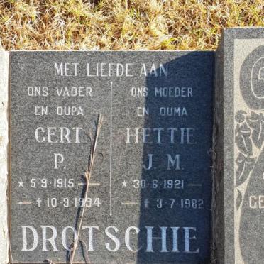 DROTSCHIE Gert P. 1915-1994 &amp; Hettie J.M. 1921-1982