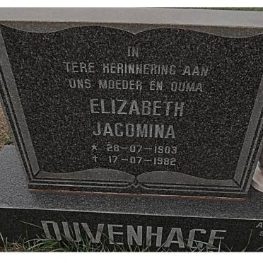 DUVENHAGE Elizabeth Jacomina 1903-1982