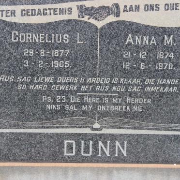 DUNN Cornelius L. 1877-1965 &amp; Anna M. 1874-1970