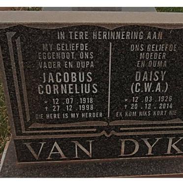 DYK Jacobus Cornelius, van 1918-1998 &amp; Daisy C.W.A. 1926-2014