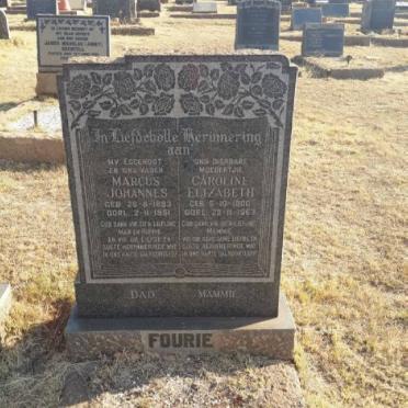FOURIE Marcus Johannes 1893-1951 &amp; Caroline Elizabeth 1900-1963