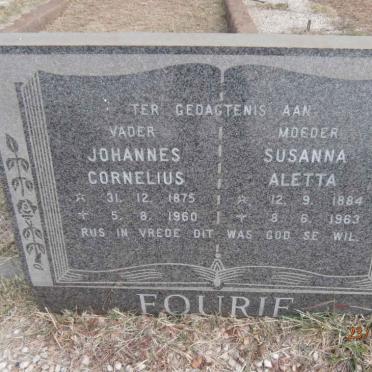 FOURIE Johannes Cornelius 1875-1960 &amp; Susanna Aletta 1884-1963