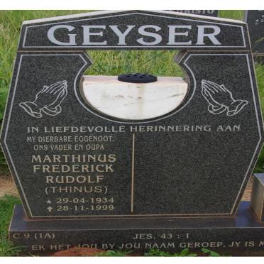 GEYSER Marthinus Frederick Rudolf 1934-1999