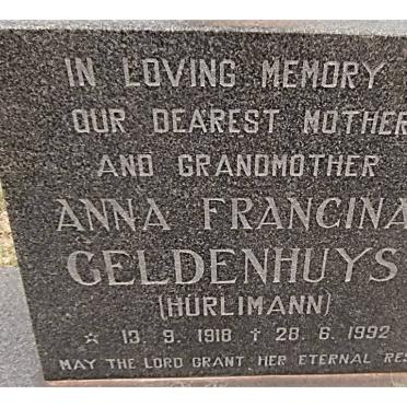 GELDENHUYS Anna Francina nee HURLIMANN  1918-1992