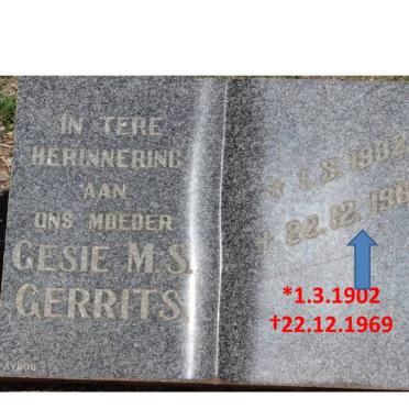 GERRITS Gesie M.S. 1902-1969
