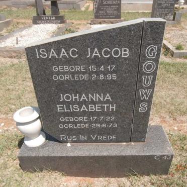 GOUWS Isaac Jacob 1917-1995 &amp; Johanna Elisabeth 1922-1973
