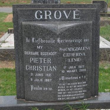 GROVÉ Pieter Christian 1921-1967 &amp; Magdalena Catherina 1922-2008