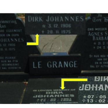 GRANGE Dirk Johannes, le 1906-1975 &amp; Agnes Susan Barbara 1914-1989