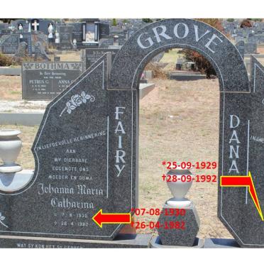 GROVE Daniel Pieter 1929-1992 &amp; Johanna Maria Catharina 1930-1982