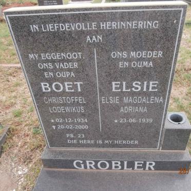 GROBLER Christoffel Lodewikus 1934-2000 &amp; Elsie Magdalena Adriana 1939-