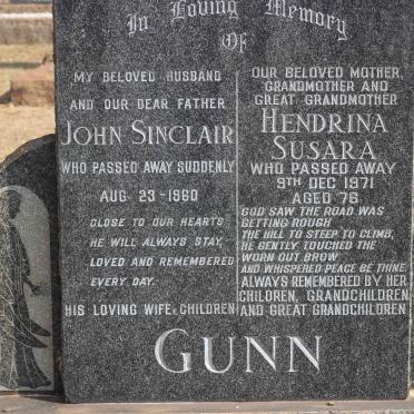 GUNN John Sinclair -1960 &amp; Hendrina Susara -1971