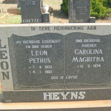 HEYNS Leon Petrus 1933-1980 &amp; Carolina Magritha 1934-