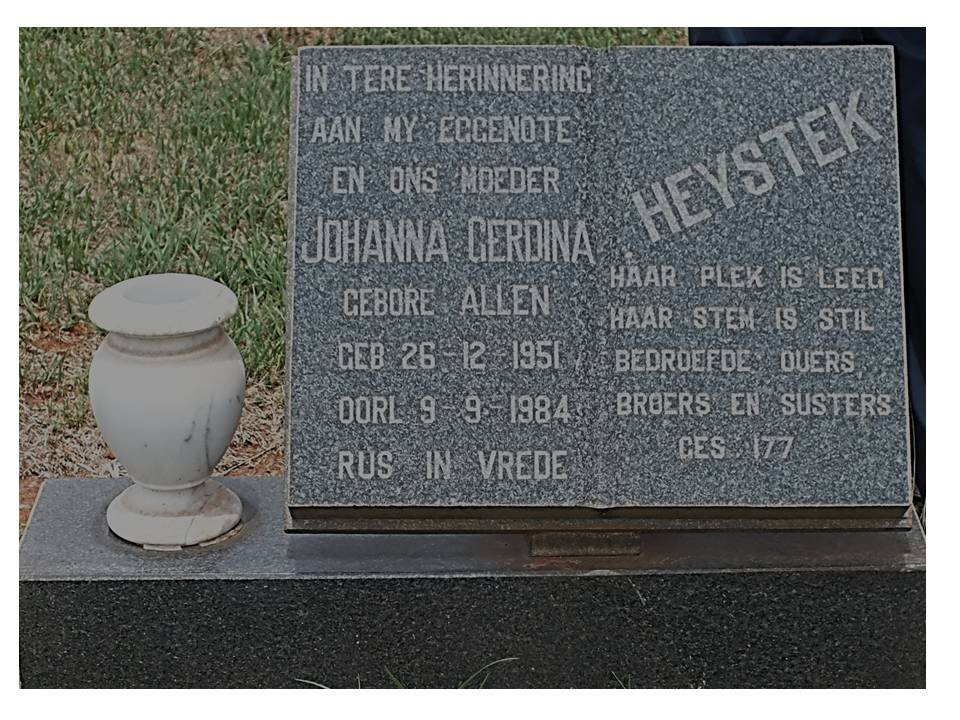 HEYSTEK Johanna Gerdina nee ALLEN 1951-1984