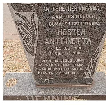 HENNING Hester Antoinetta 1902-1988