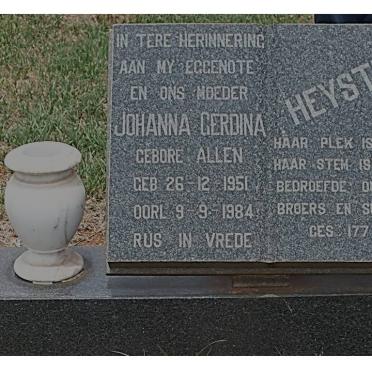 HEYSTEK Johanna Gerdina nee ALLEN 1951-1984