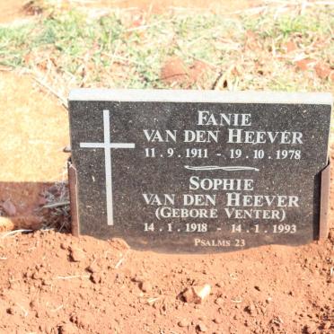 HEEVER Fanie, van den 1911-1978 &amp; Sophie VENTER 1918-1993