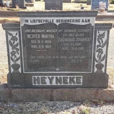 HEYNEKE Zacharias Johannes 1898-1948 &amp; Hester Martha 1898-1957