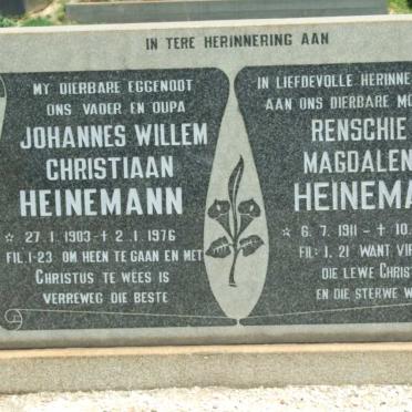 HEINEMANN Johannes Willem Christiaan 1903-1976 &amp; Renschie Magdalena 1911-1993