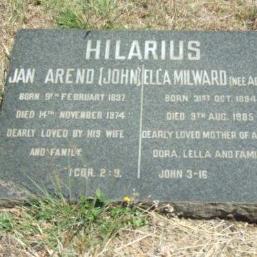 HILARIUS Jan Arend 1897-1974 &amp; Ella Milward ADAIR 1894-1985