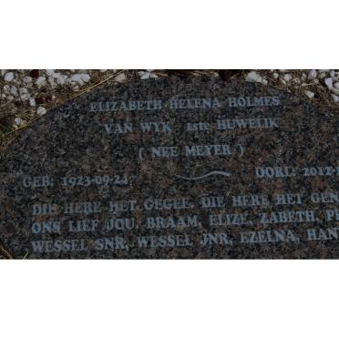 HOLMES Elizabeth Helena voorheen VAN WYK nee MEYER 1923-2012