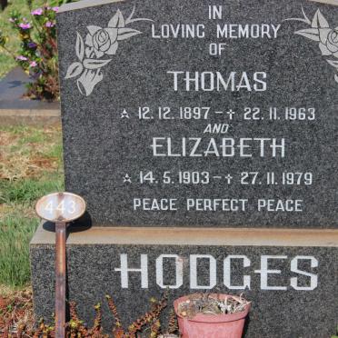 HODGES Thomas 1897-1963 &amp; Elizabeth 1903-1979