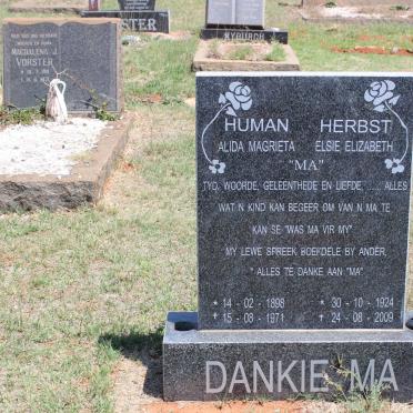 HUMAN Alida Magrieta 1898-1971 :: HERBST Elsie Elizabeth 1924-2009
