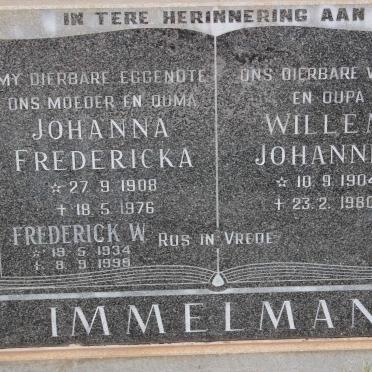 IMMELMAN Willem Johannes 1904-1980 &amp; Johanna Fredericka 1908-1976 :: IMMELMAN Frederick W. 1934-1999