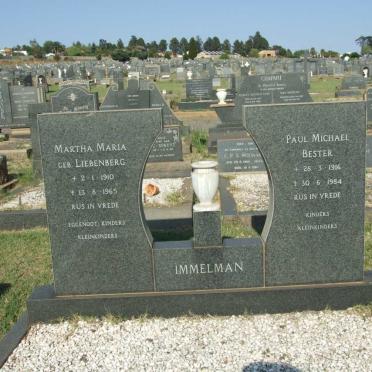 IMMELMAN Paul Michael Bester 1916-1984 &amp; Martha Maria LIEBENBERG 1910-1965
