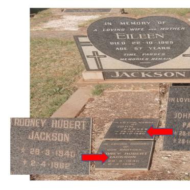 JACKSON Eileen -1965 :: JACKSON Rodney Hubert 1940-1982 :: PARKER John 1904-1980