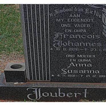 JOUBERT Francois Johannes 1926-1988 &amp; Anna Susanna 1931-1989