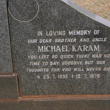 KARAM Mary -1958 :: KARAM Harry 1886-1966 :: KARAM Michael 1895-1978