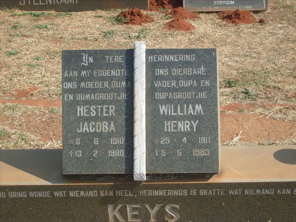 KEYS William Henry 1911-1993 &amp; Hester Jacoba 1910-1980