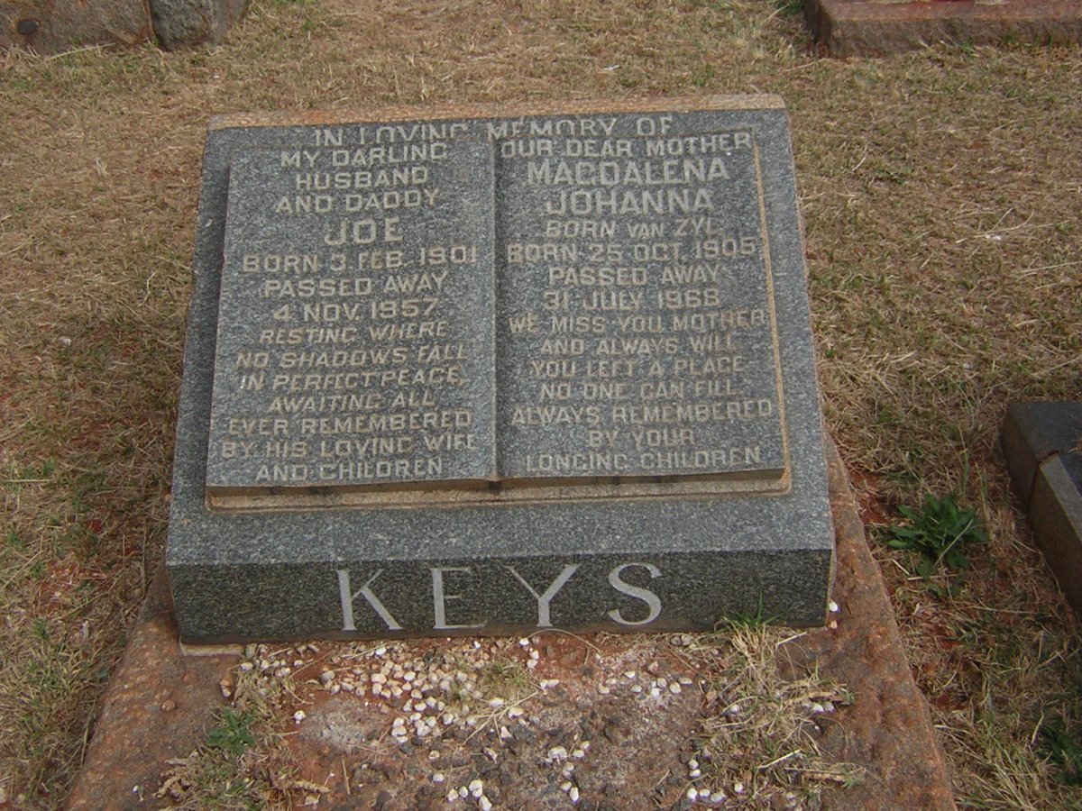 KEYS Joe 1901-1957 &amp; Magdalena Johanna VAN ZYL 1905-1968