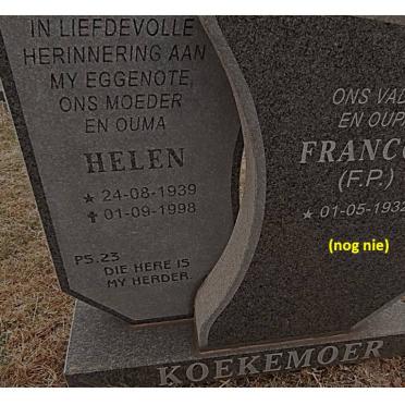 KOEKEMOER Francois F.P. 1932- &amp; Helen 1939-1998