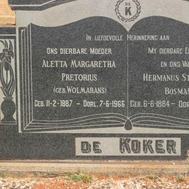 KOKER Hermanus Stefanus Bosman, de 1884-1952 &amp; Aletta Margaretha Pretorius WOLMARANS 1887-1966