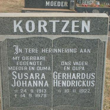 KORTZEN Gerhardus Hendrickus 1922- &amp; Susara Johanna 1913-1979