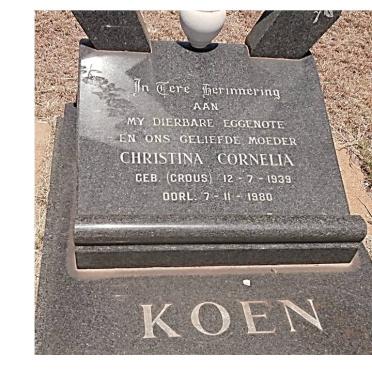 KOEN Christina Cornelia nee CROUS 1939-1980