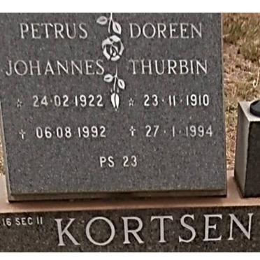KORTSEN Petrus Johannes 1922-1992 &amp; Doreen Thurbin 1910-1994