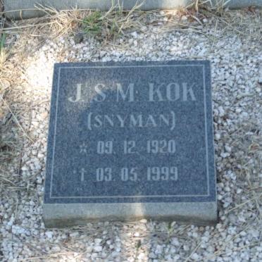 KOK J.S.M. nee SNYMAN 1920-1999