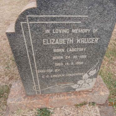 KRUGER Elizabeth nee LABOTSKY 1881-1956