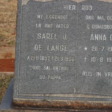 LANGE Sarel J., de 1897-1956 &amp; Anna C. 1903-1985