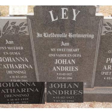LEY Johan Andries 1927-1996 &amp; Johanna Catharina HENNING 1929-2011 :: LEY Pieter Arnaut 1963-